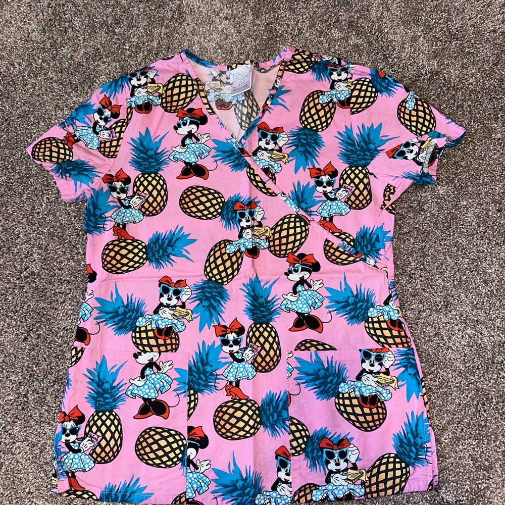 Disney Minnie Mouse Pineapple Medical Scrub Top